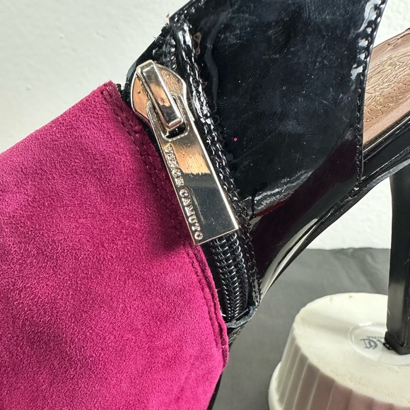 Vince Camuto Kaela sling back heels pink suede & black patent leather Sz 8.5M - Picture 5 of 13